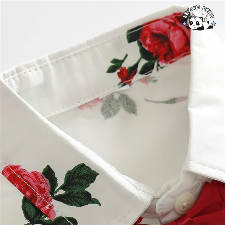 LEZONKIDS - Boy Clothes Flower Tie Shirt + Shorts 2PCS Gentleman Suit Summer Boy Costume Suit Fashion Boy Costume Suit